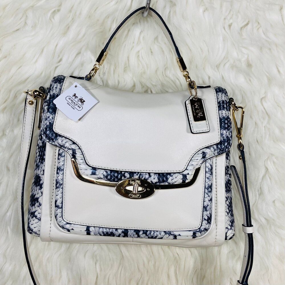 Coach Madison Two Tone Python Embossed Small Sadi… - image 1